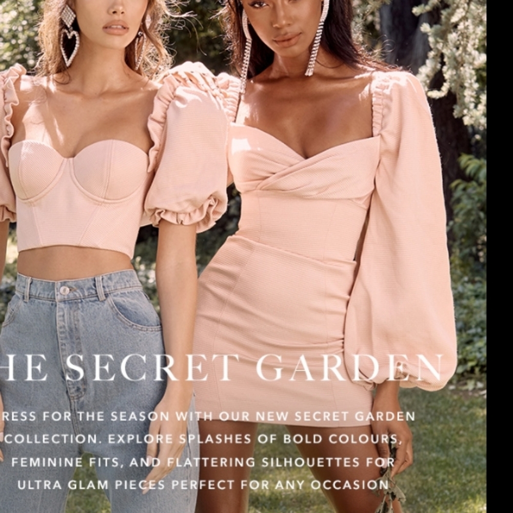 NWT House of CB Dress Medium Aliyah Puff Sleeve - Picture 3 of 14